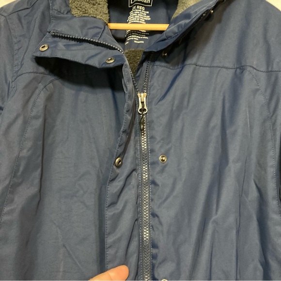 LL BEAN RAINCOAT SHERPA LINED BLUE SIZE 2X - Picture 3 of 9